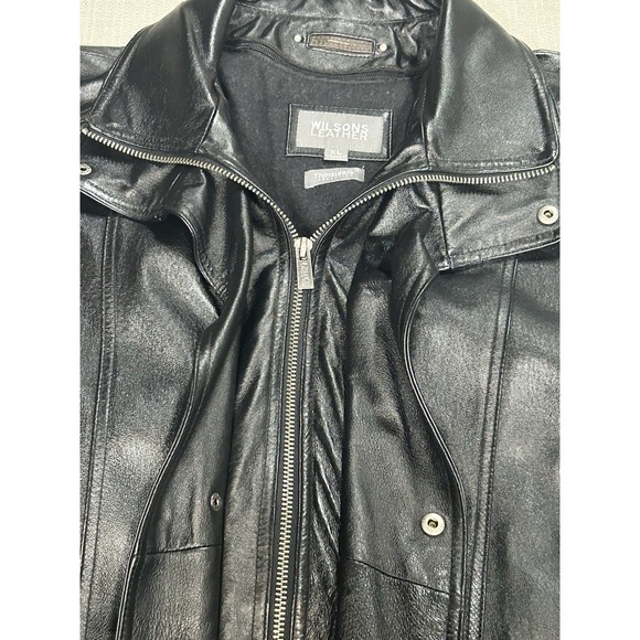 Wilson's Leather Jacket Thinsulate 2 In 1 Mens Size XL Excellent Condition Black - Picture 8 of 16
